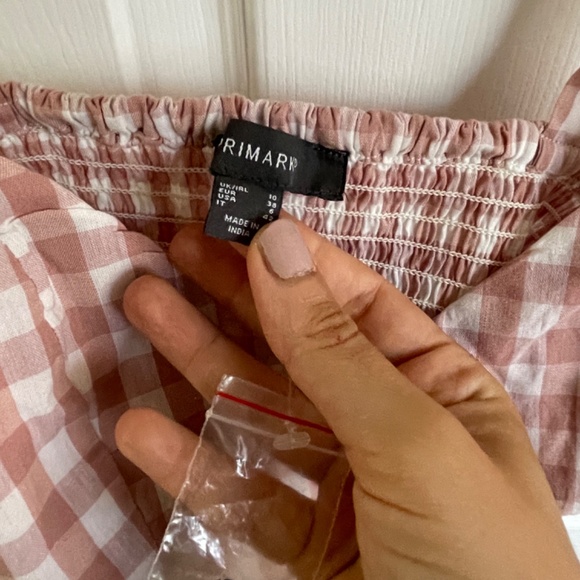 Check Plaid Button Front Gingham Pink Cropped Cami Top - Picture 5 of 6